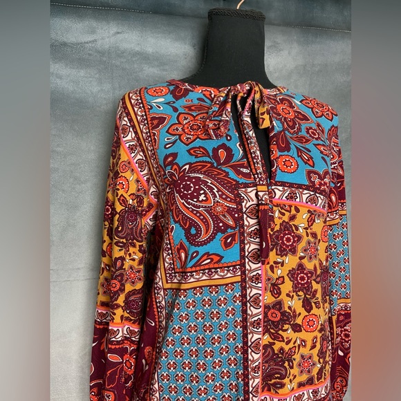 Zara Bohemian Drop Waist Paisley Print Dress size small - Picture 7 of 8